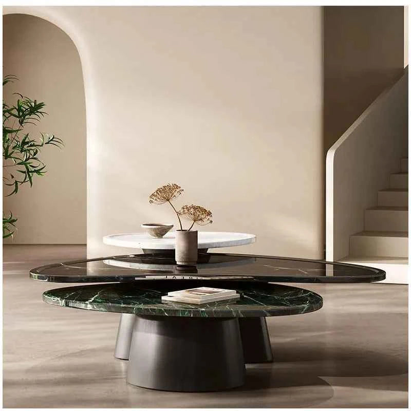 Luxury Marble Coffee Table - Italian Designer Natural Stone Tea Table in Artistic Freeform Shape for Modern Living Room