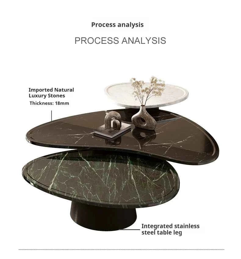 Luxury Marble Coffee Table - Italian Designer Natural Stone Tea Table in Artistic Freeform Shape for Modern Living Room