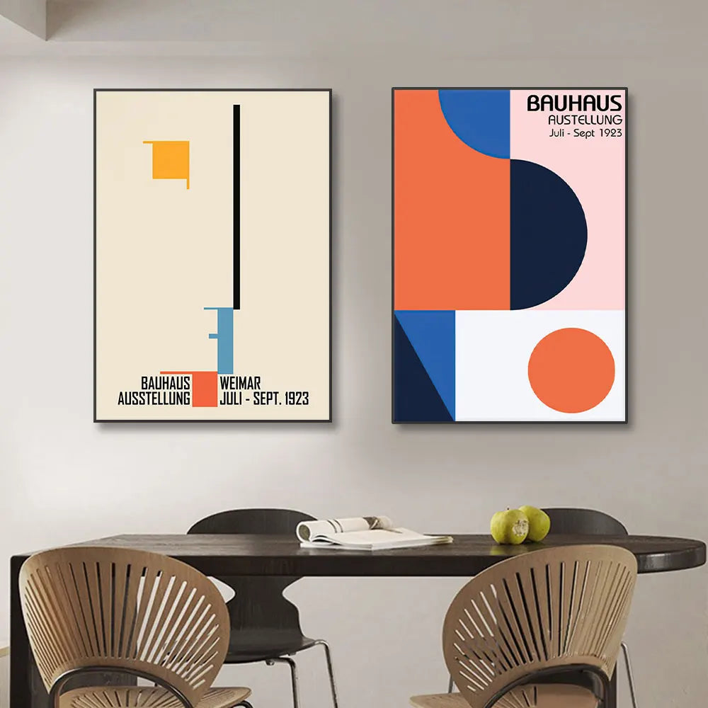 Bauhaus Geometry Canvas Art - Mondrian Gallery Wall Pop Art Poster for Living Room Decor