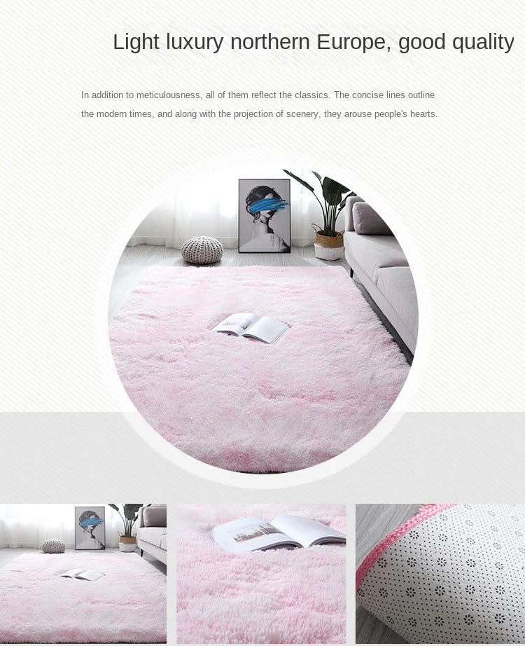 Machine Washable Shaggy Rug for Bedroom - Grey Fluffy Soft Area Carpet with Non-Slip Design