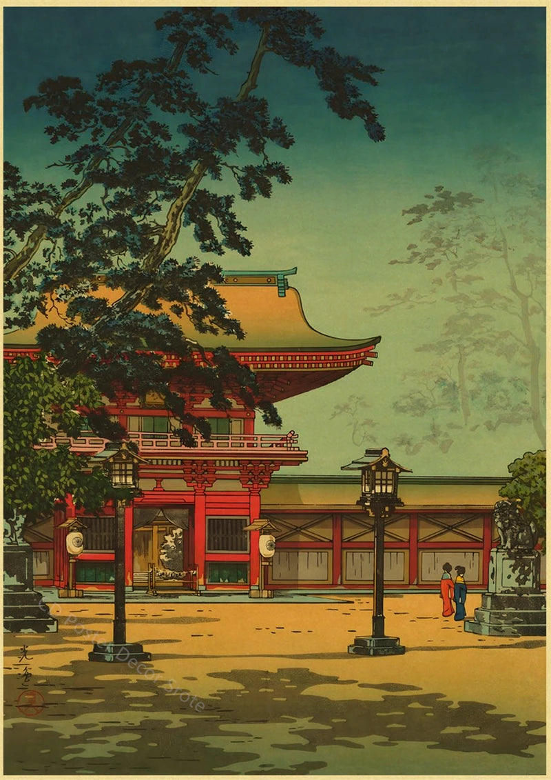 Japanese Vintage Landscapes Posters Traditional Scenery Retro Prints Art Wall Paintings Room Home Bar Restaurant Decor Picture