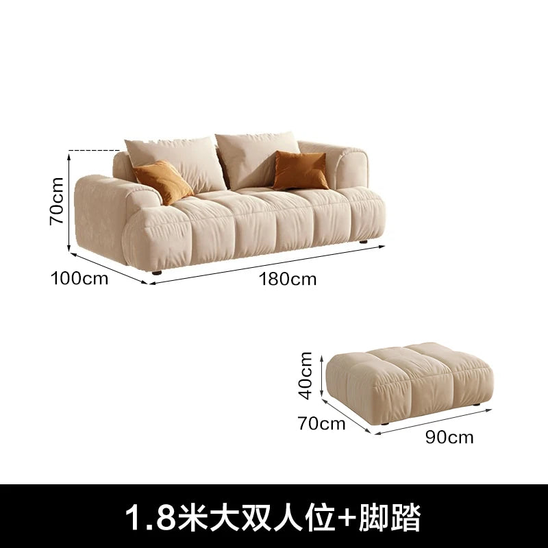 Nordic Minimalist Sofa 2 Seater Pillows Family Apartment Romantic Foot Stool Canape Living Room Furniture