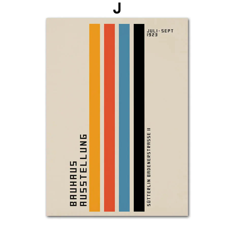 Bauhaus Geometry Canvas Art - Mondrian Gallery Wall Pop Art Poster for Living Room Decor