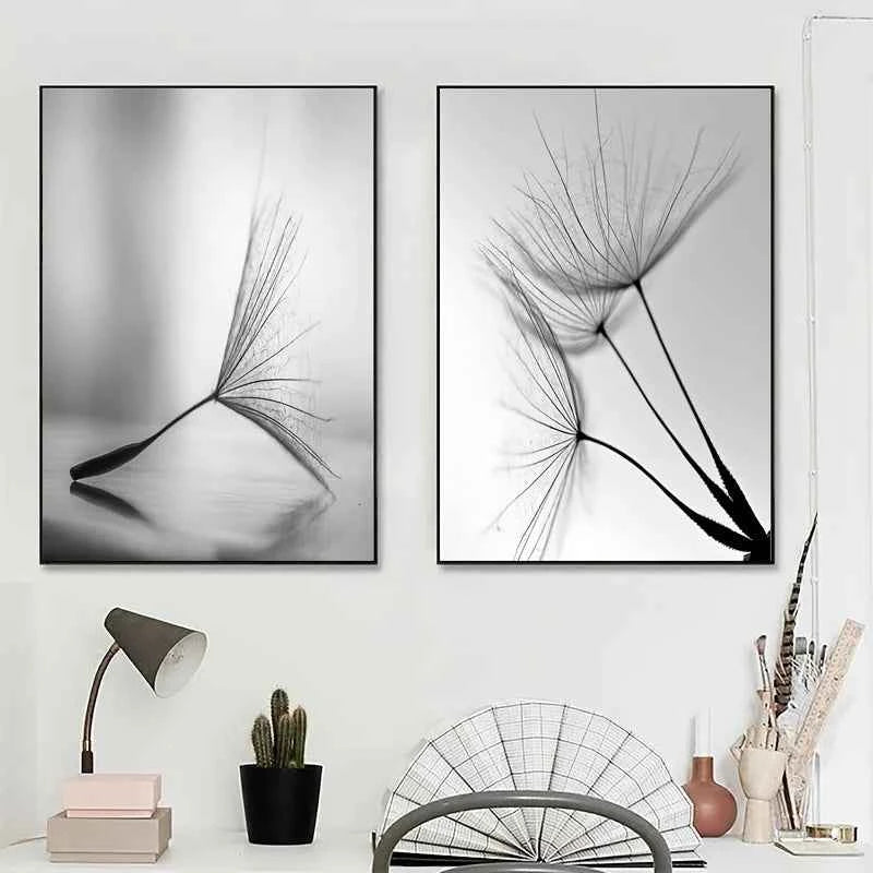 Black White Dandelion Flower Wall Art Prints And Poster Nordic Living Room Wall Art Decorative Canvas Paintings For Home Decor