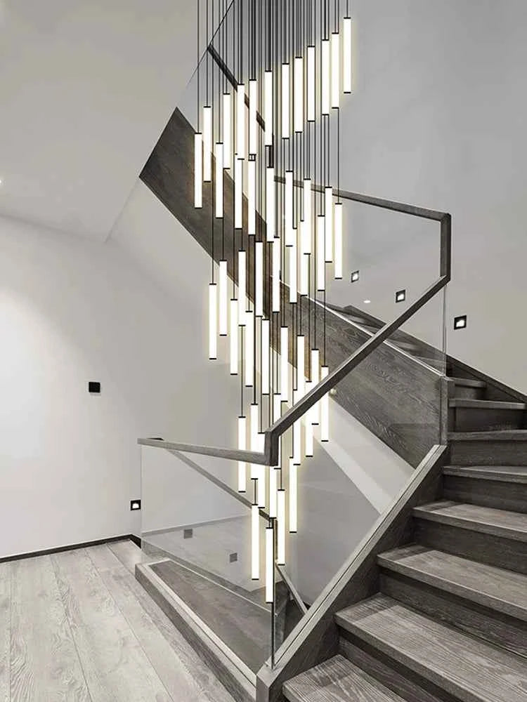 LED Long Chandelier Modern Home Decoration Pendant Lights Minimalist Attic Living Room Staircase Lighting Indoor Hanging Lamps