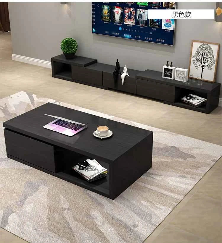 Retractable Modern Tv Stand Hiding Handles Media Cabinet Floor Tv Stand Black High End Mobili Per La Casa Home Furniture