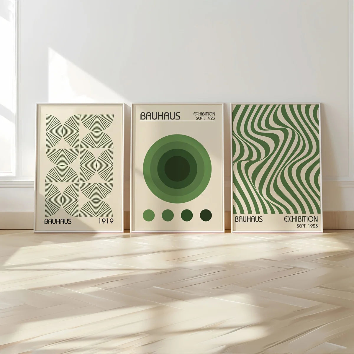 3pcs Bauhaus Geometric Wall Art Prints, Minimalist Modern Posters, Mid-Century Artwork for Home Decor, Unframed Canvas Art Set
