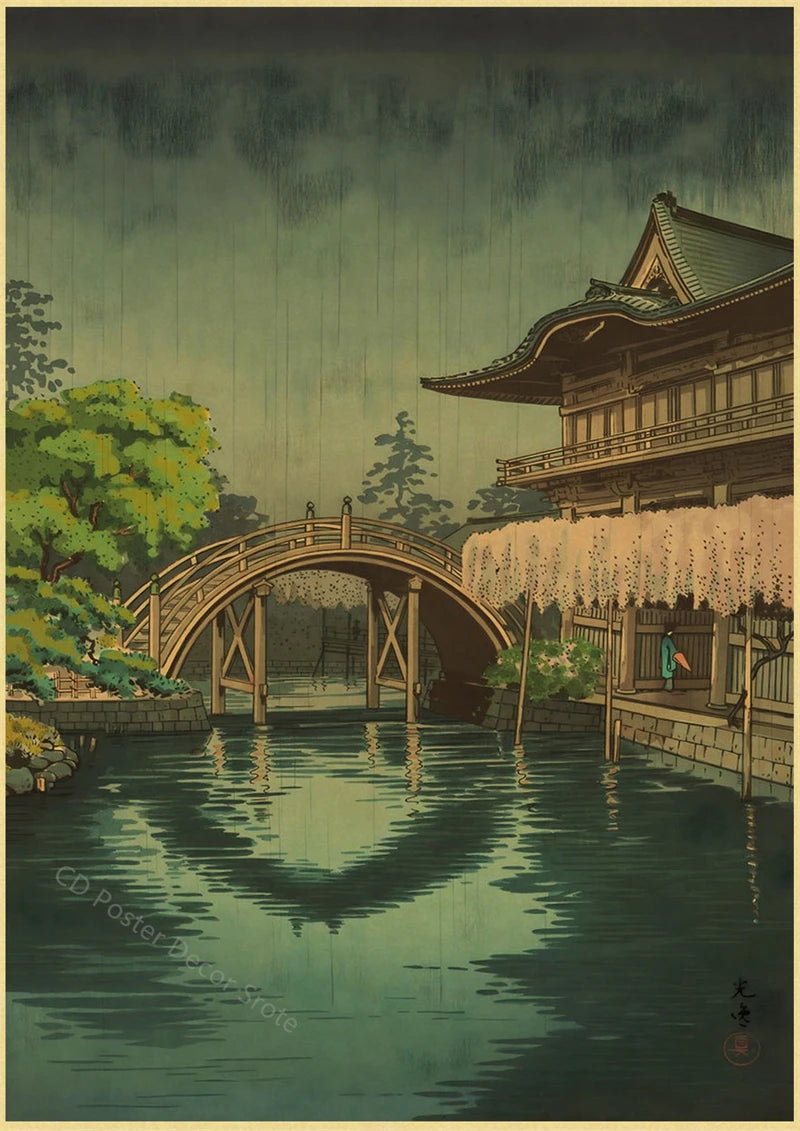 Japanese Vintage Landscapes Posters Traditional Scenery Retro Prints Art Wall Paintings Room Home Bar Restaurant Decor Picture
