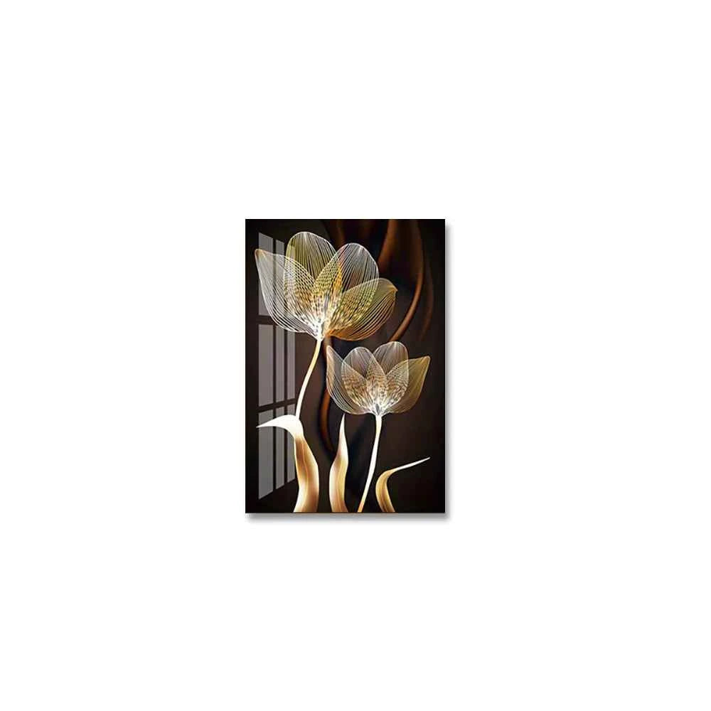 3PCS Black and Golden Flower Wall Art Canvas Painting for Living Room Decor Modern Abstract Posters Home Decor