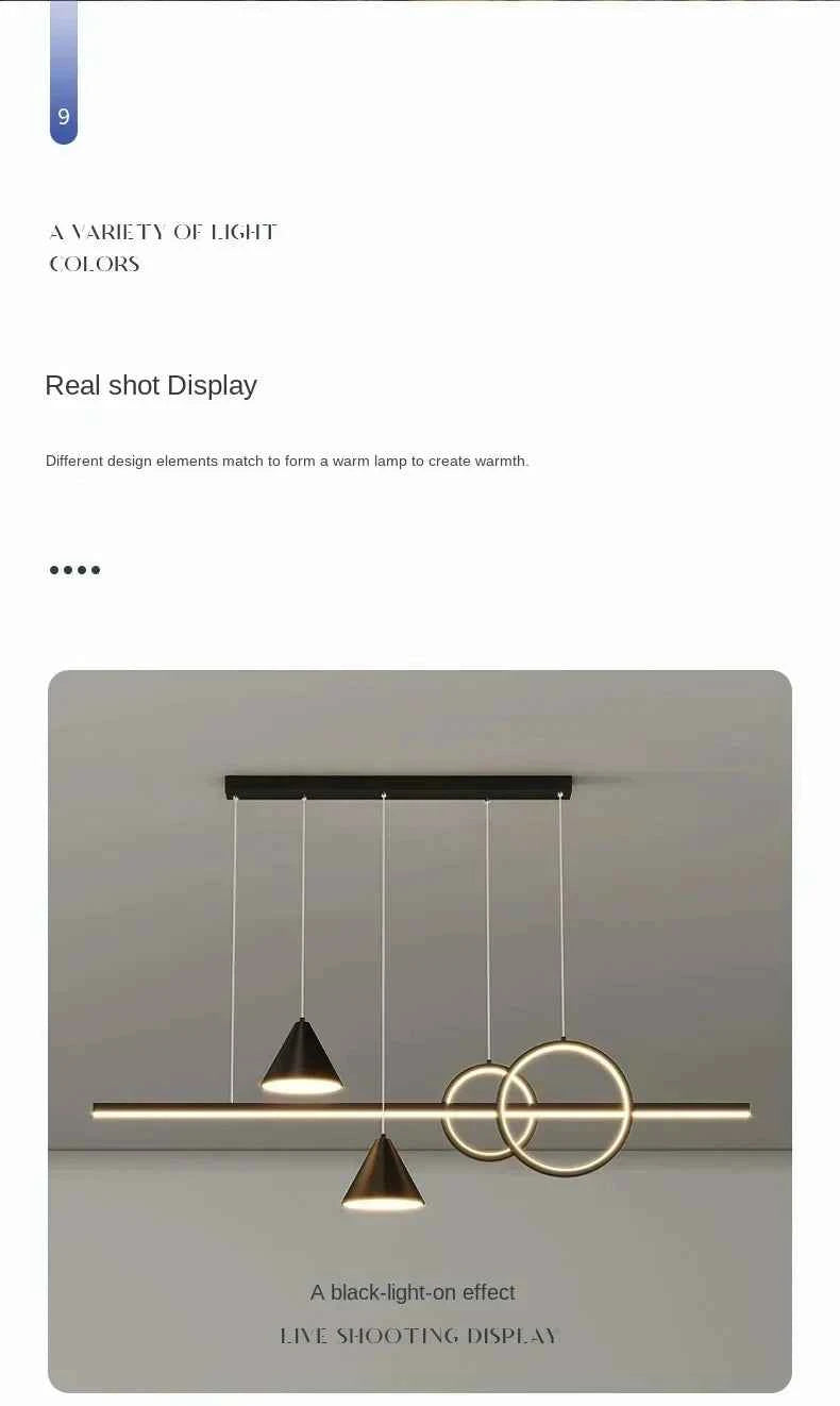 Minimalist Long Strip Restaurant Pendant Lamp Home Interior Decor Living Room Ceiling Chandelier Bar Table Cafe Hanging Lights