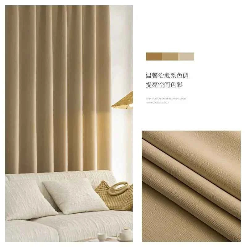 French Chenille Cream White Velvet Curtain Modern Simple Blackout Curtains for Living Dining room Bedroom Tulle Customization