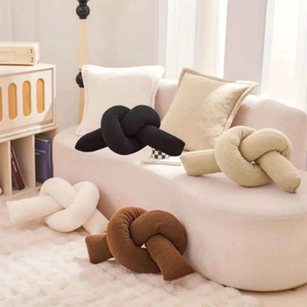 1pc Nordic Style Knotted Bolster Pillow for Sofa Bedroom Office Decor Pillow Gift for Christmas Home Living Room Decorate