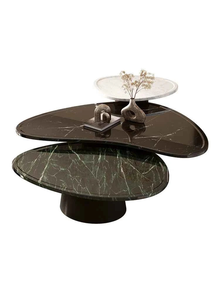 Luxury Marble Coffee Table - Italian Designer Natural Stone Tea Table in Artistic Freeform Shape for Modern Living Room