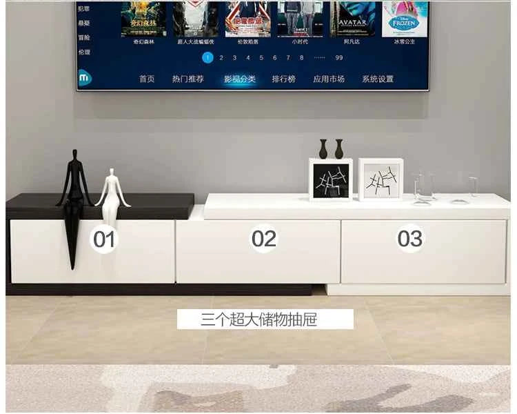 Retractable Modern Tv Stand Hiding Handles Media Cabinet Floor Tv Stand Black High End Mobili Per La Casa Home Furniture