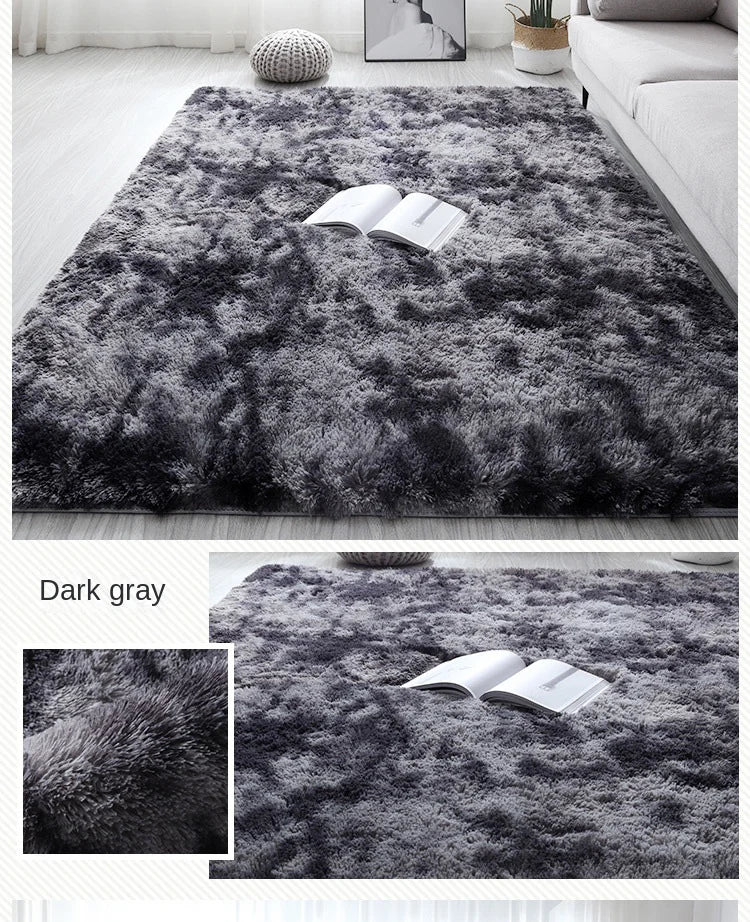Machine Washable Shaggy Rug for Bedroom - Grey Fluffy Soft Area Carpet with Non-Slip Design