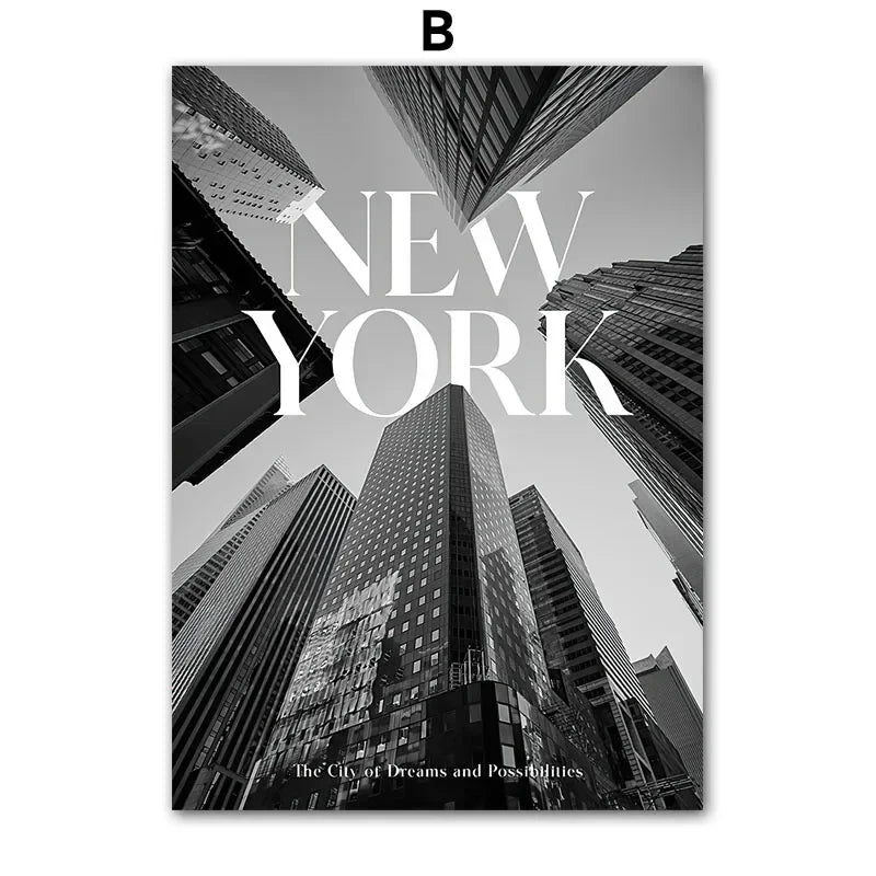 Paris Towel New York Build Dobermann Wall Art Canvas Painting Print Wall Picture Living Room Decoration Black White Posters C