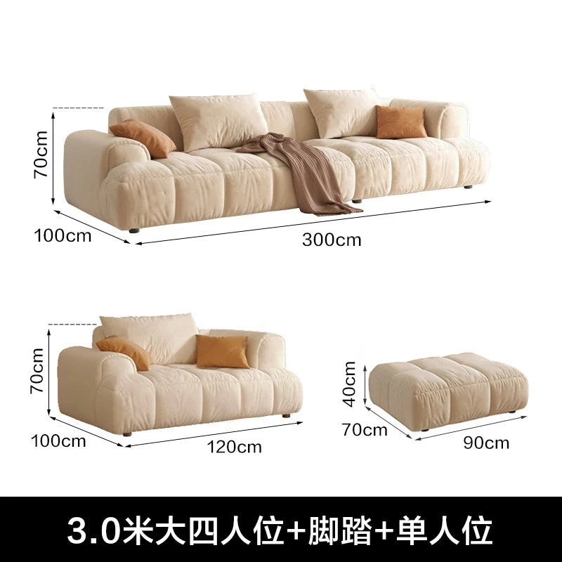 Nordic Minimalist Sofa 2 Seater Pillows Family Apartment Romantic Foot Stool Canape Living Room Furniture