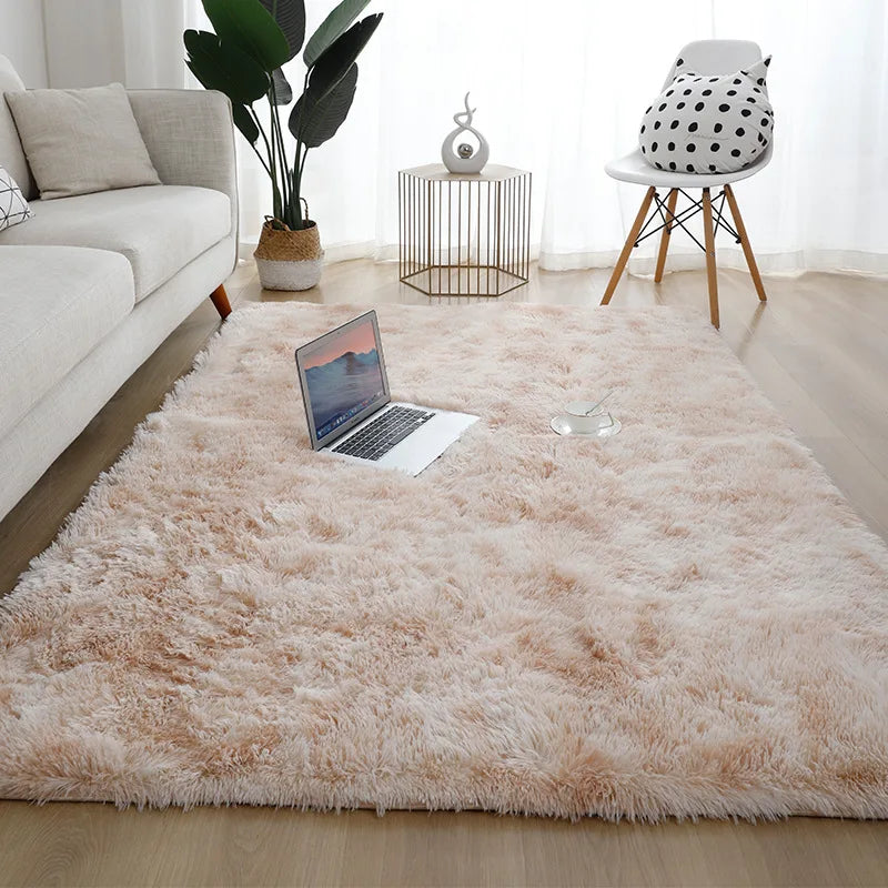 Machine Washable Shaggy Rug for Bedroom - Grey Fluffy Soft Area Carpet with Non-Slip Design