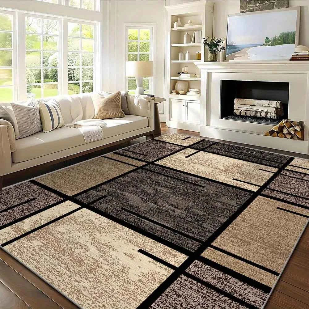 VIKAMA Premium Light Luxury Geometric Rug Living Room, Bedroom & Office Rug Easy-Care Lightweight Rug Home Decor