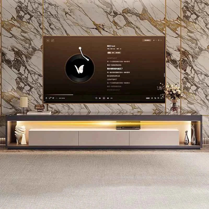 Glas Transparent Tv Table Cabinet Storage Luxury Floor Modern Tv Table Entertainment Center Meuble Television Salon Furnitures