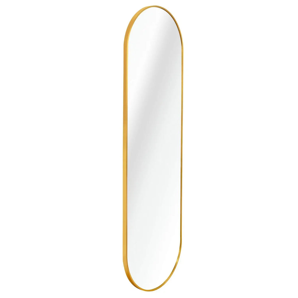 Gold Full-Length Wall Mirror 63 x 20IN Pill Shaped for Bathroom Use