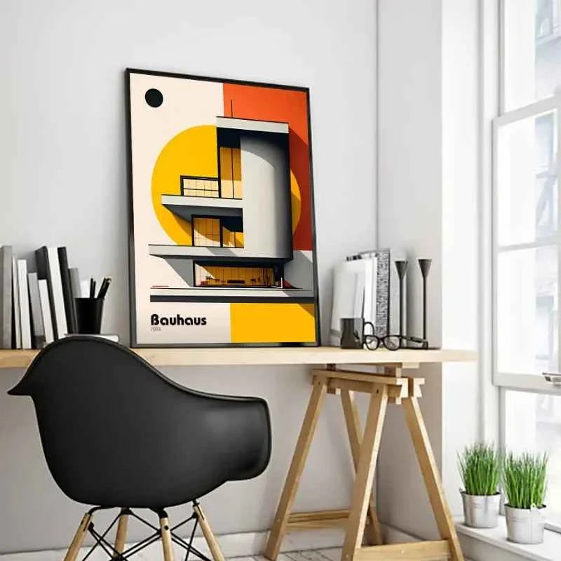 Fallingwater House Poster - Minimalist Bauhaus Classic Architecture Canvas Painting Wall Art for Living Home Decor