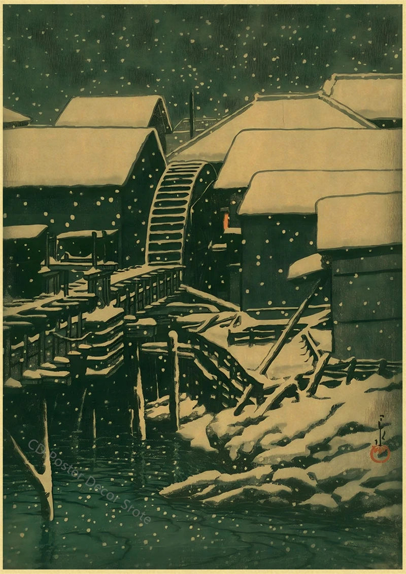 Japanese Vintage Landscapes Posters Traditional Scenery Retro Prints Art Wall Paintings Room Home Bar Restaurant Decor Picture