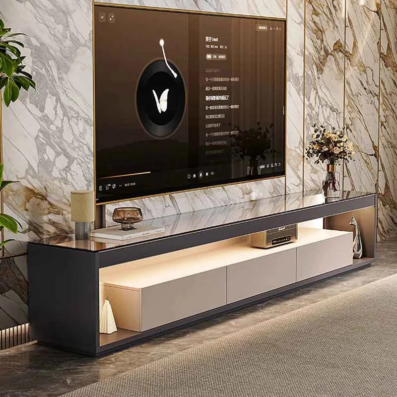Glas Transparent Tv Table Cabinet Storage Luxury Floor Modern Tv Table Entertainment Center Meuble Television Salon Furnitures