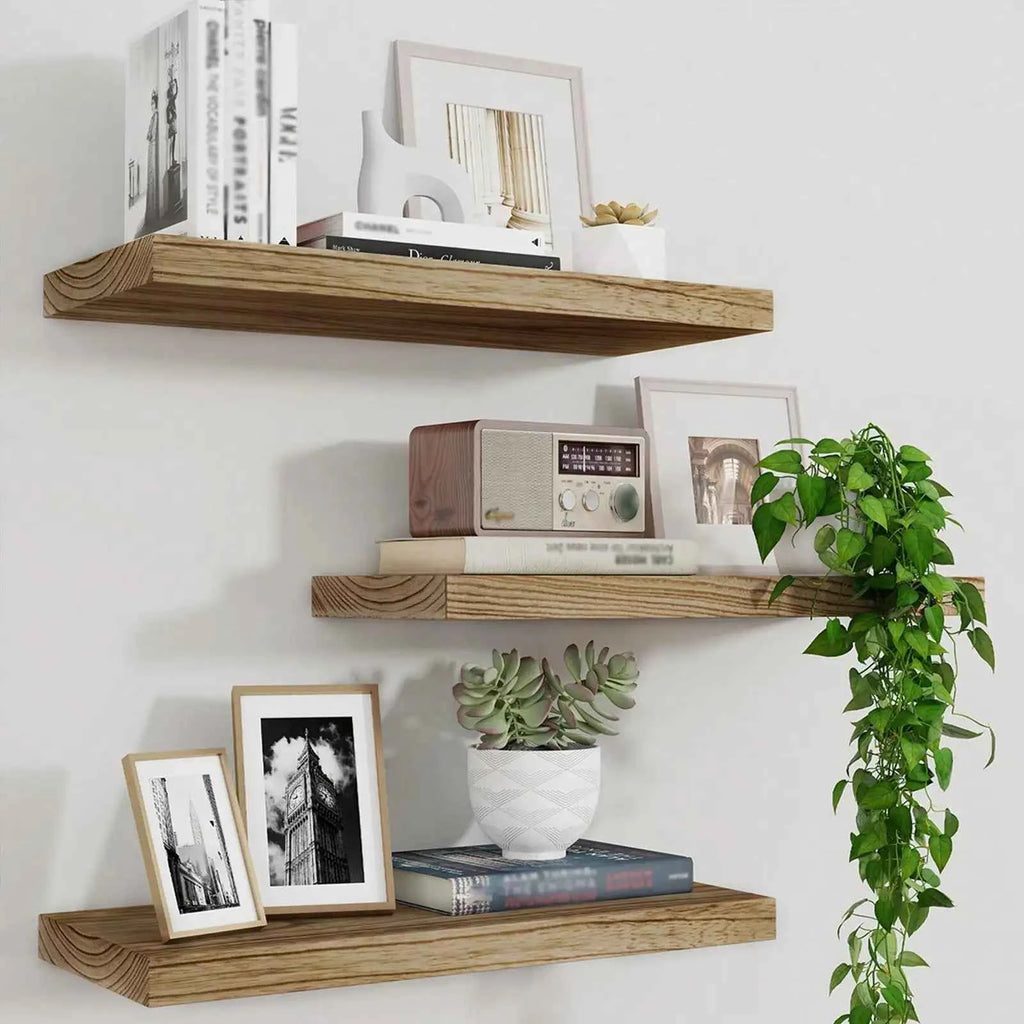 Wooden Floating Wall Shelf Art Storage Rack Rustic Wood Shelves For Wall Storage Wall Hanging Shelf Bedroom Home Decorations 1PC