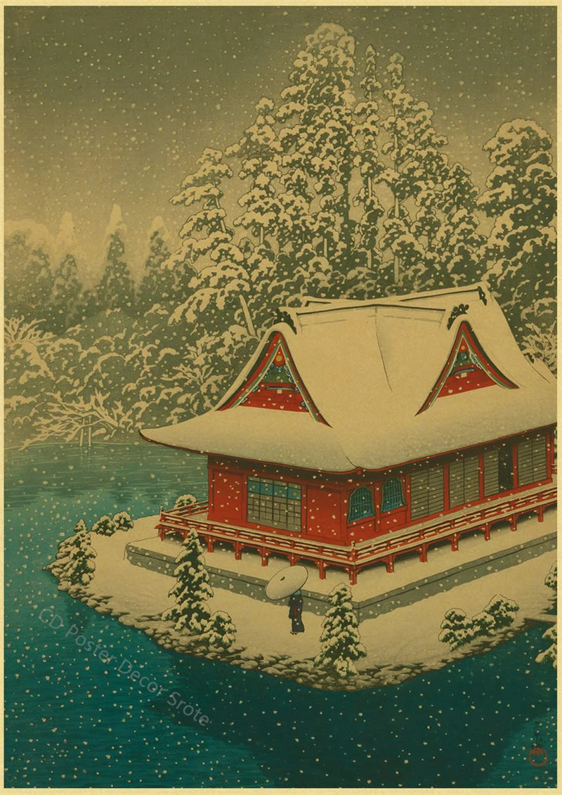 Japanese Vintage Landscapes Posters Traditional Scenery Retro Prints Art Wall Paintings Room Home Bar Restaurant Decor Picture