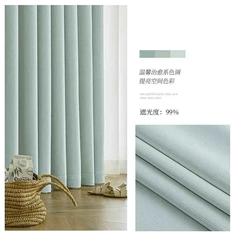 French Chenille Cream White Velvet Curtain Modern Simple Blackout Curtains for Living Dining room Bedroom Tulle Customization