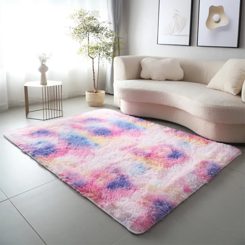 Machine Washable Shaggy Rug for Bedroom - Grey Fluffy Soft Area Carpet with Non-Slip Design