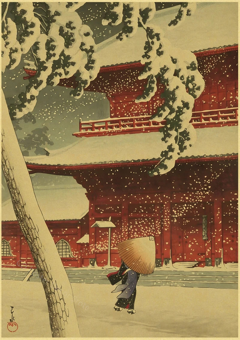 Japanese Vintage Landscapes Posters Traditional Scenery Retro Prints Art Wall Paintings Room Home Bar Restaurant Decor Picture