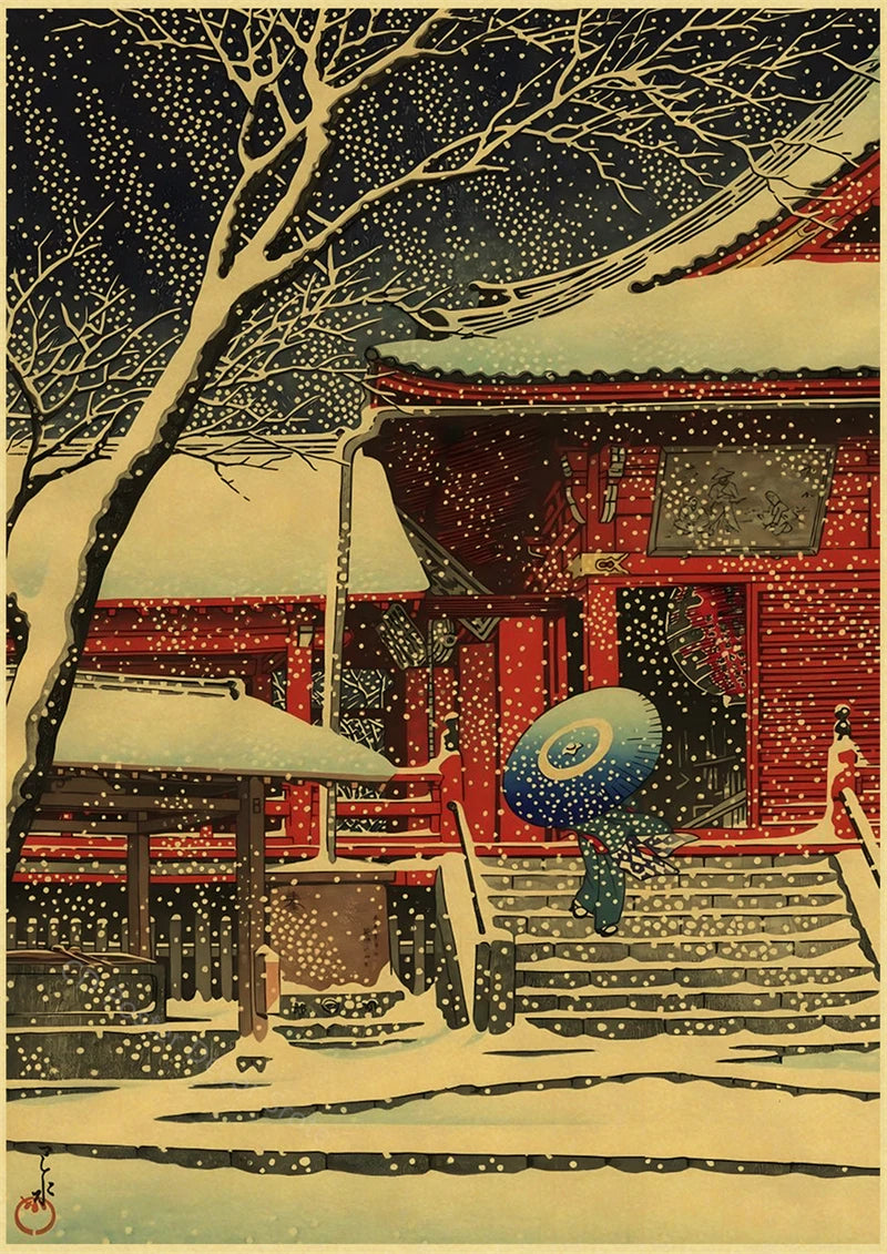 Japanese Vintage Landscapes Posters Traditional Scenery Retro Prints Art Wall Paintings Room Home Bar Restaurant Decor Picture