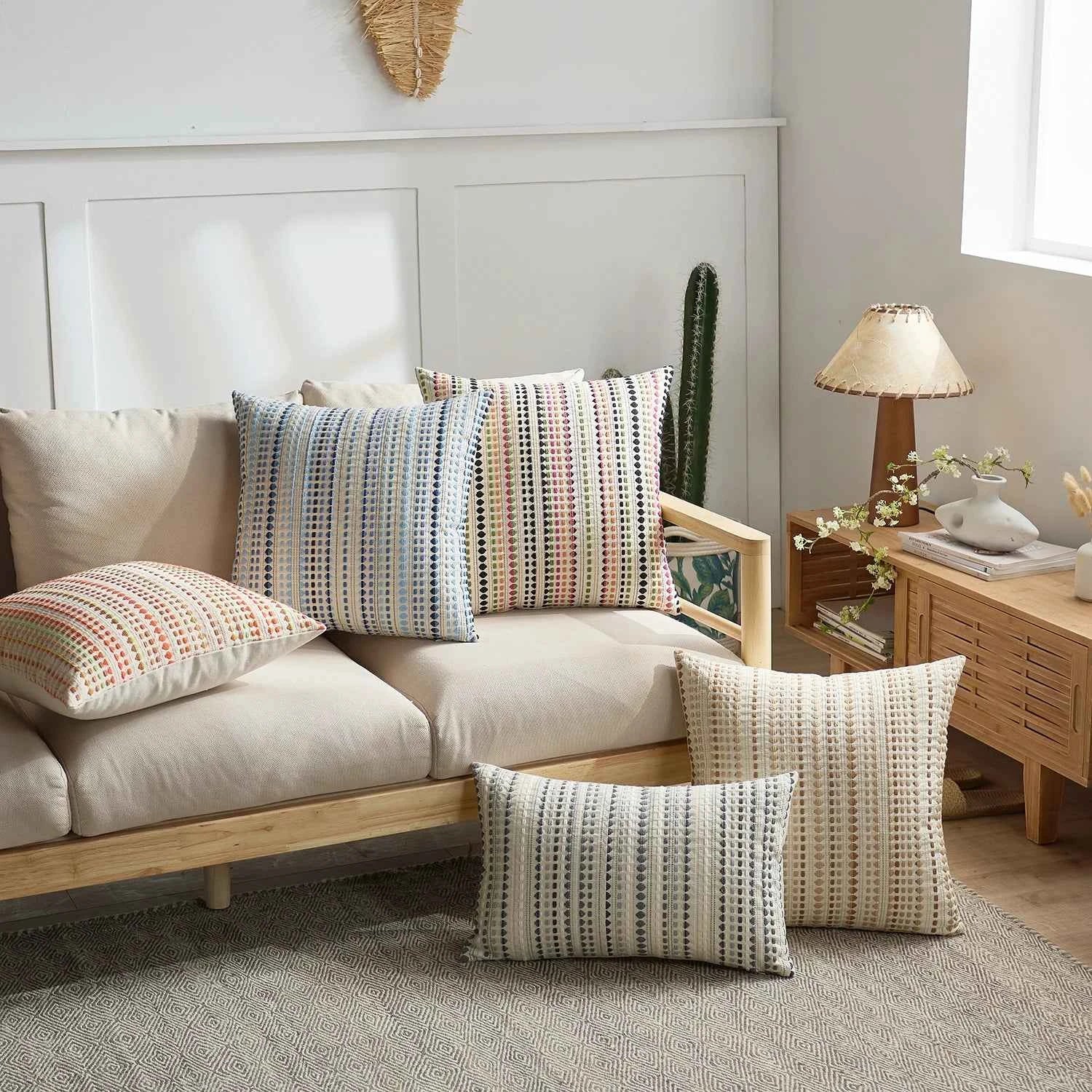 1pc modern Nordic style yarn-dyed polka dot pillow case, suitable for bedroom, sofa, car, pillow case, no core