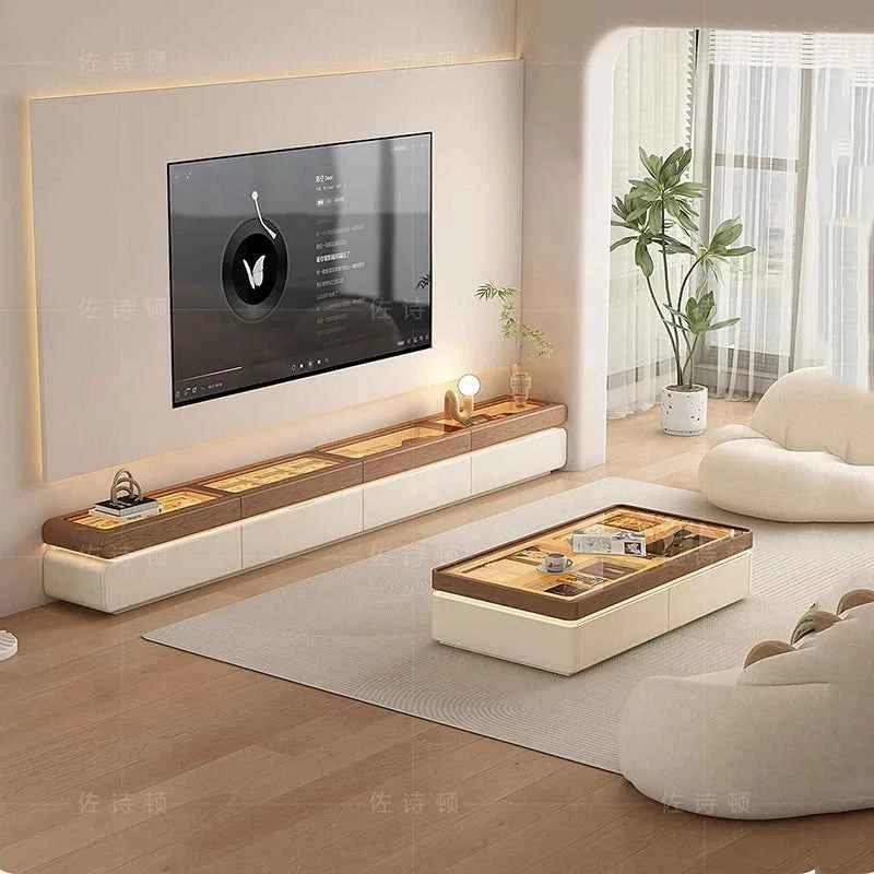 Wood Modern Tv Stand Adjustable Glass Luxury Floor Tv Stand Farmhouse Living Room Meuble Television Salon Home Accessories