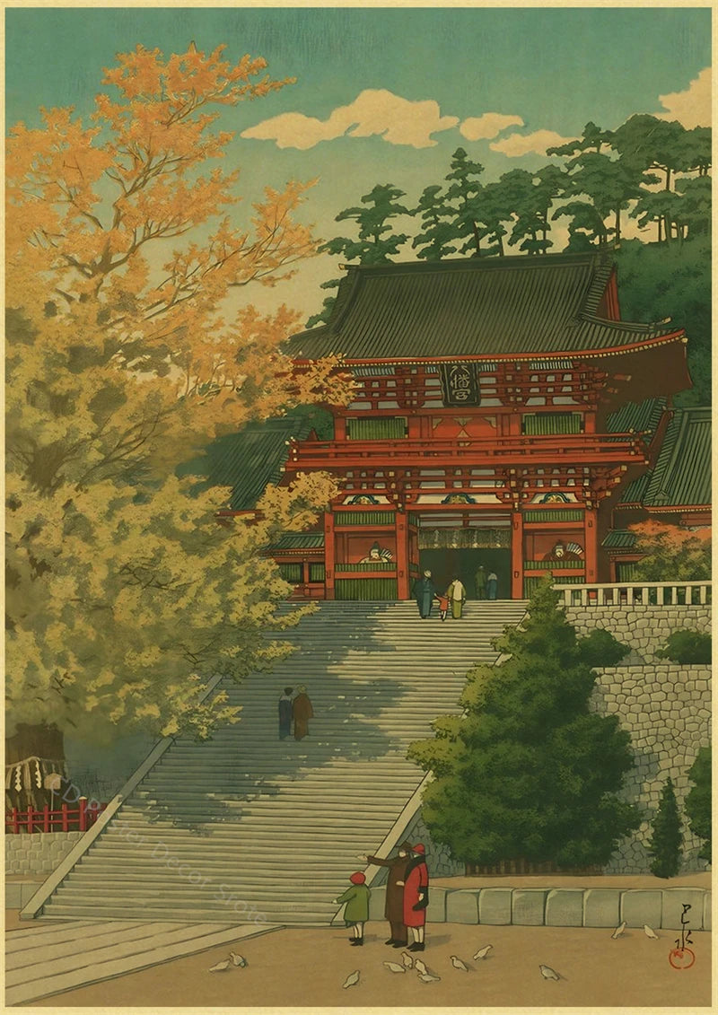 Japanese Vintage Landscapes Posters Traditional Scenery Retro Prints Art Wall Paintings Room Home Bar Restaurant Decor Picture