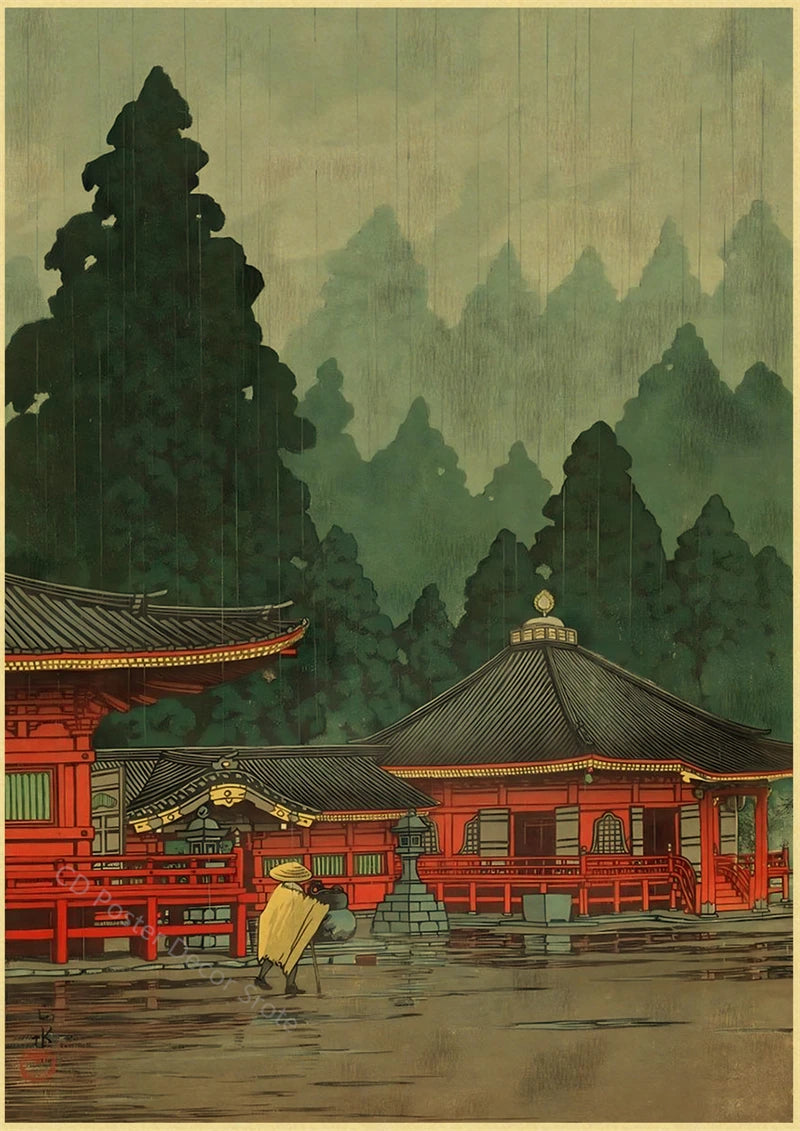 Japanese Vintage Landscapes Posters Traditional Scenery Retro Prints Art Wall Paintings Room Home Bar Restaurant Decor Picture