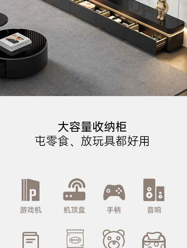 Luxury Aesthetic Tv Stands Hiding Handles Media Cabinet Floor Tv Stand Mid Century Black Mobili Per La Casa Home Furniture