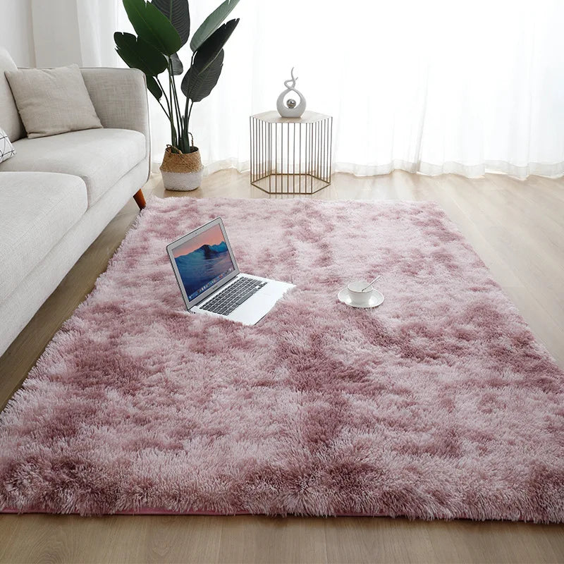 Machine Washable Shaggy Rug for Bedroom - Grey Fluffy Soft Area Carpet with Non-Slip Design