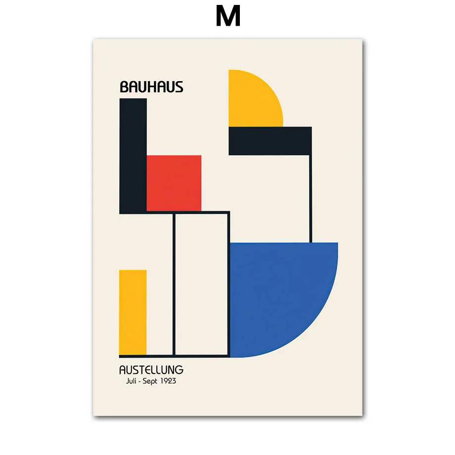 Bauhaus Geometry Canvas Art - Mondrian Gallery Wall Pop Art Poster for Living Room Decor