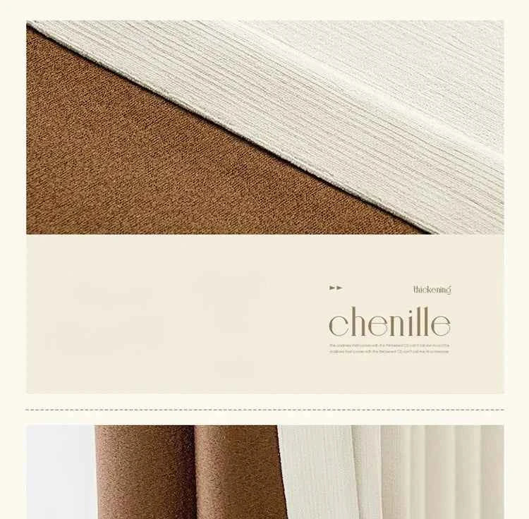 French Chenille Cream White Velvet Curtain Modern Simple Blackout Curtains for Living Dining room Bedroom Tulle Customization