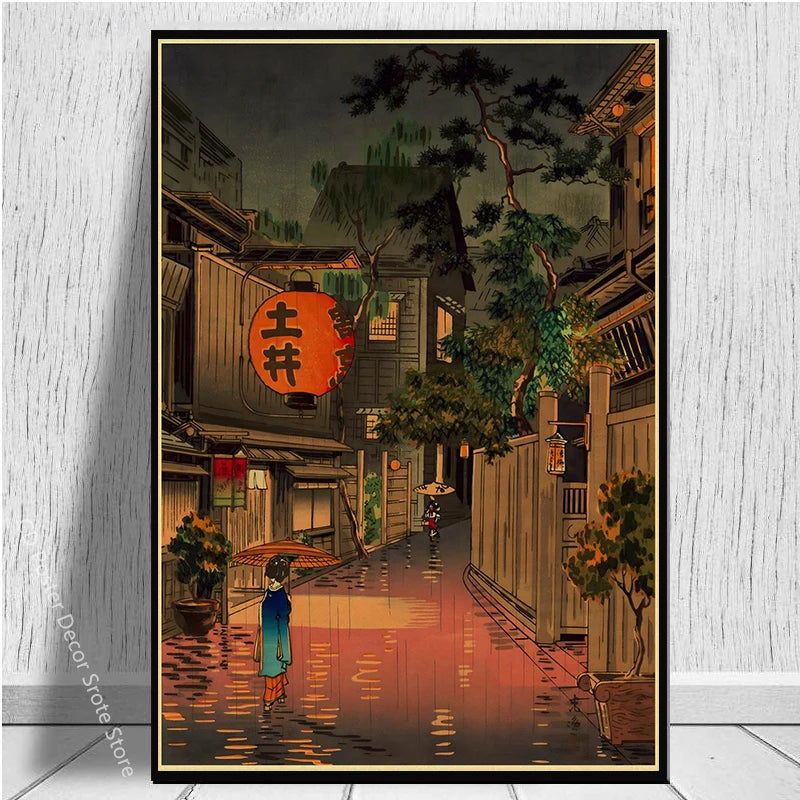 Japanese Vintage Landscapes Posters Traditional Scenery Retro Prints Art Wall Paintings Room Home Bar Restaurant Decor Picture
