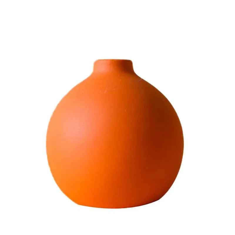 Nordic Ceramic Vase  Solid Color Simple Art Flower Pot Decoration With Small Bottleneck  For Table Shelf Dining Room