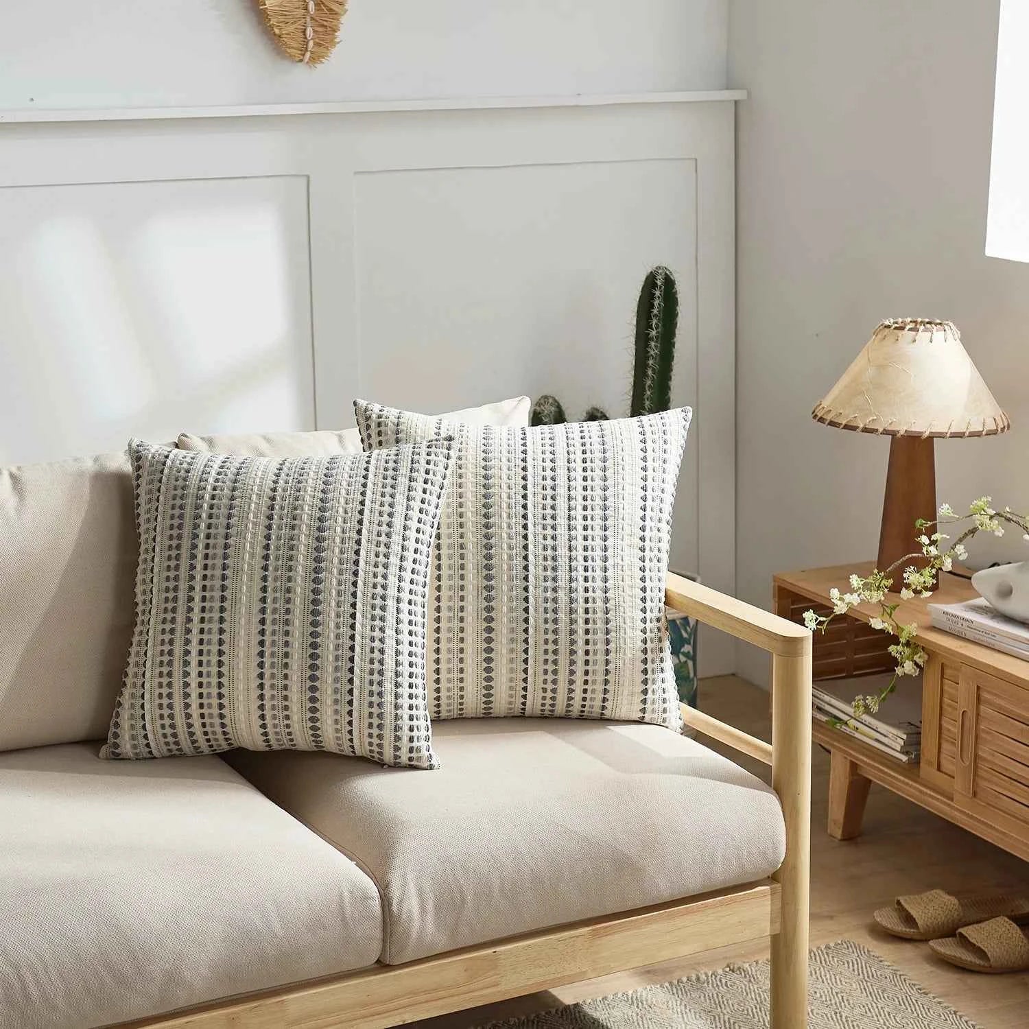 1pc modern Nordic style yarn-dyed polka dot pillow case, suitable for bedroom, sofa, car, pillow case, no core