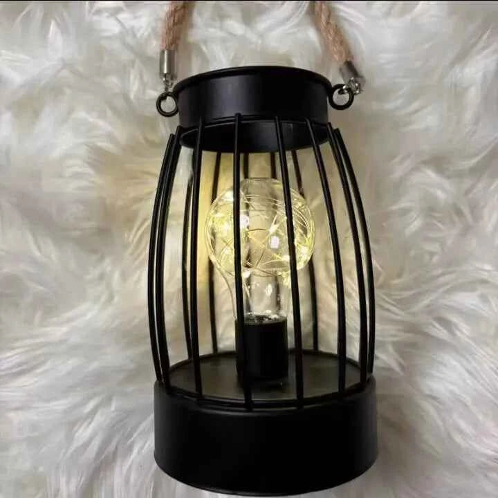 1PC Indoor Iron Wire Cage Design Night Light,Battery-Powered LED Lamp, Decorative Table Lighting for Bedroom, Living Room