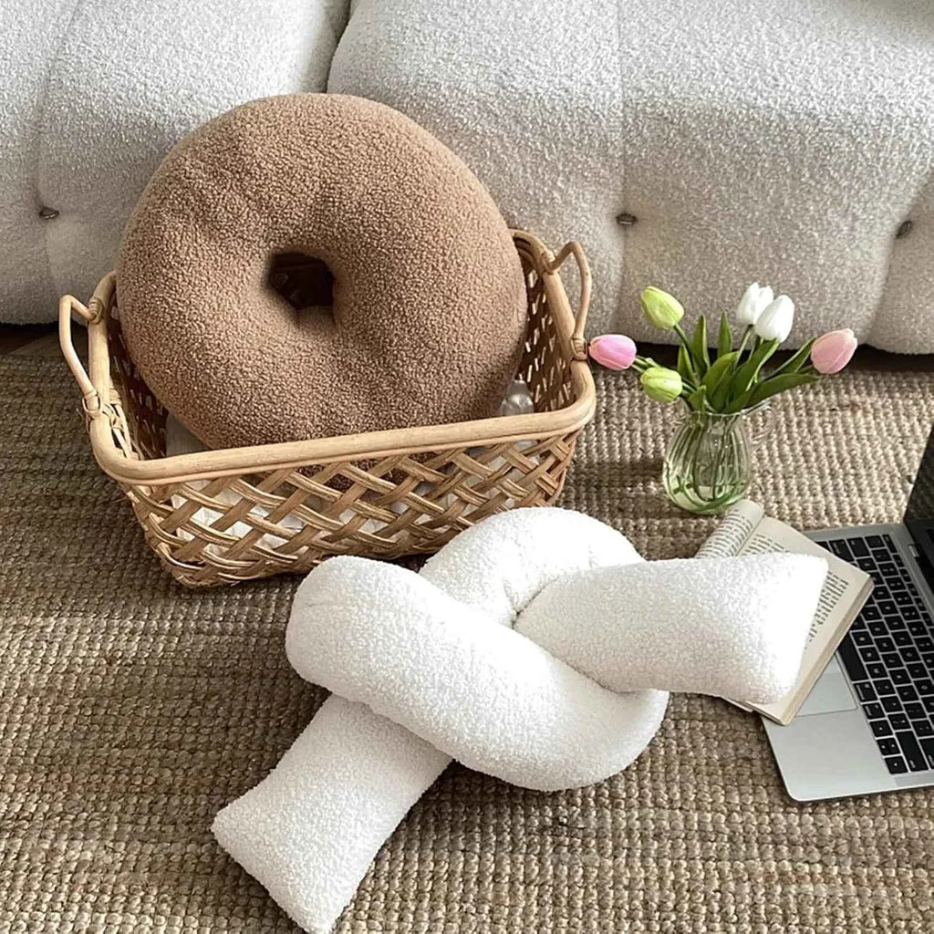 1pc Nordic Style Knotted Bolster Pillow for Sofa Bedroom Office Decor Pillow Gift for Christmas Home Living Room Decorate
