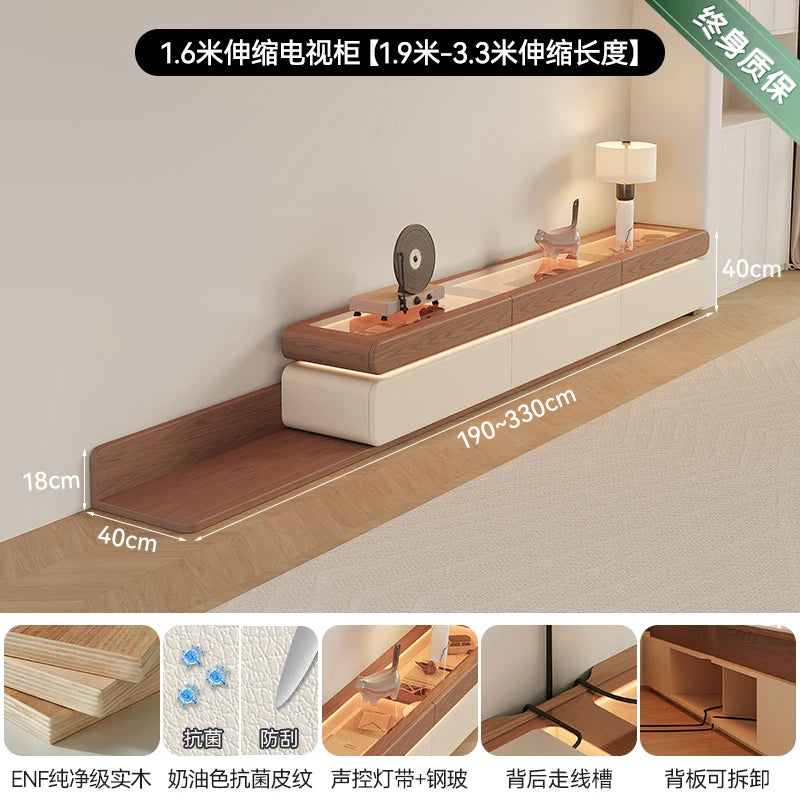 Modern Wood TV Stand with Adjustable Glass for Luxury Farmhouse Living Room and Home Accessories