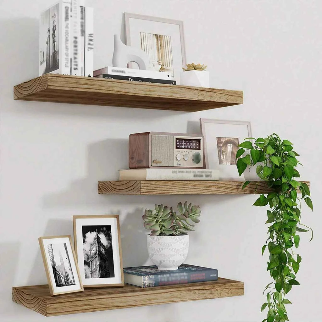 Wooden Floating Wall Shelf Art Storage Rack Rustic Wood Shelves For Wall Storage Wall Hanging Shelf Bedroom Home Decorations 1PC