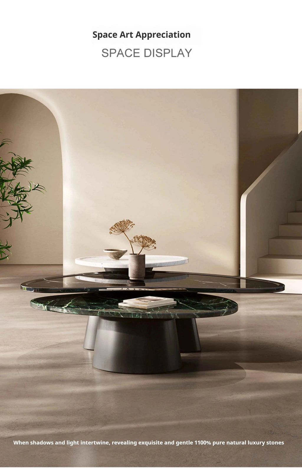 Luxury Marble Coffee Table - Italian Designer Natural Stone Tea Table in Artistic Freeform Shape for Modern Living Room
